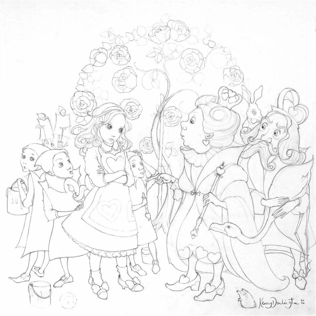Alice in the Rose Garden - Sketch - SOLD by artist Kerry Darlington - Wyecliffe Galleries