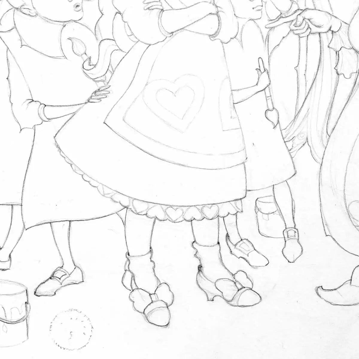 Alice in the Rose Garden - Sketch - SOLD by artist Kerry Darlington - Wyecliffe Galleries