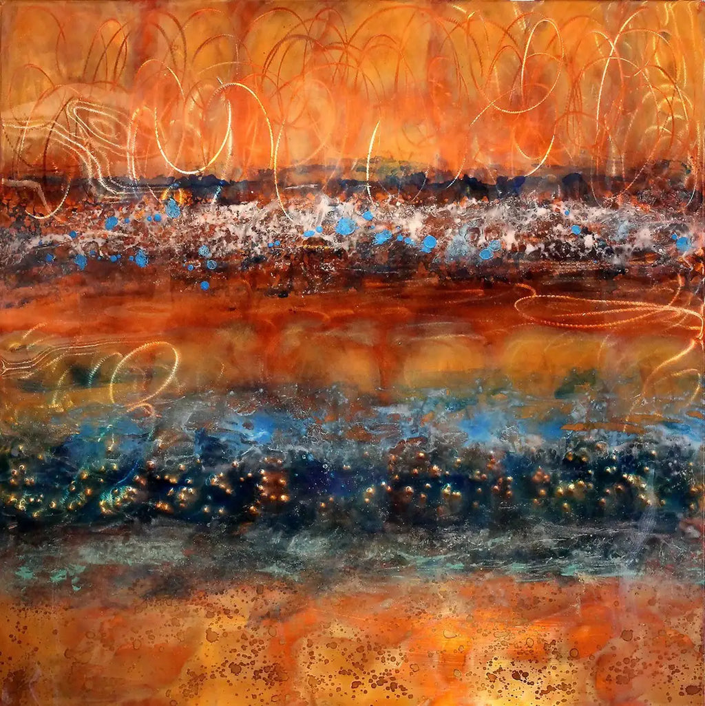 Cyan Spray - SOLD by artist Ken Rausch - Wyecliffe Galleries