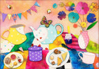 Afternoon Tea at the Jolly Hockysticks Cafe - Original - SOLD by artist Kerry Darlington - Wyecliffe Galleries