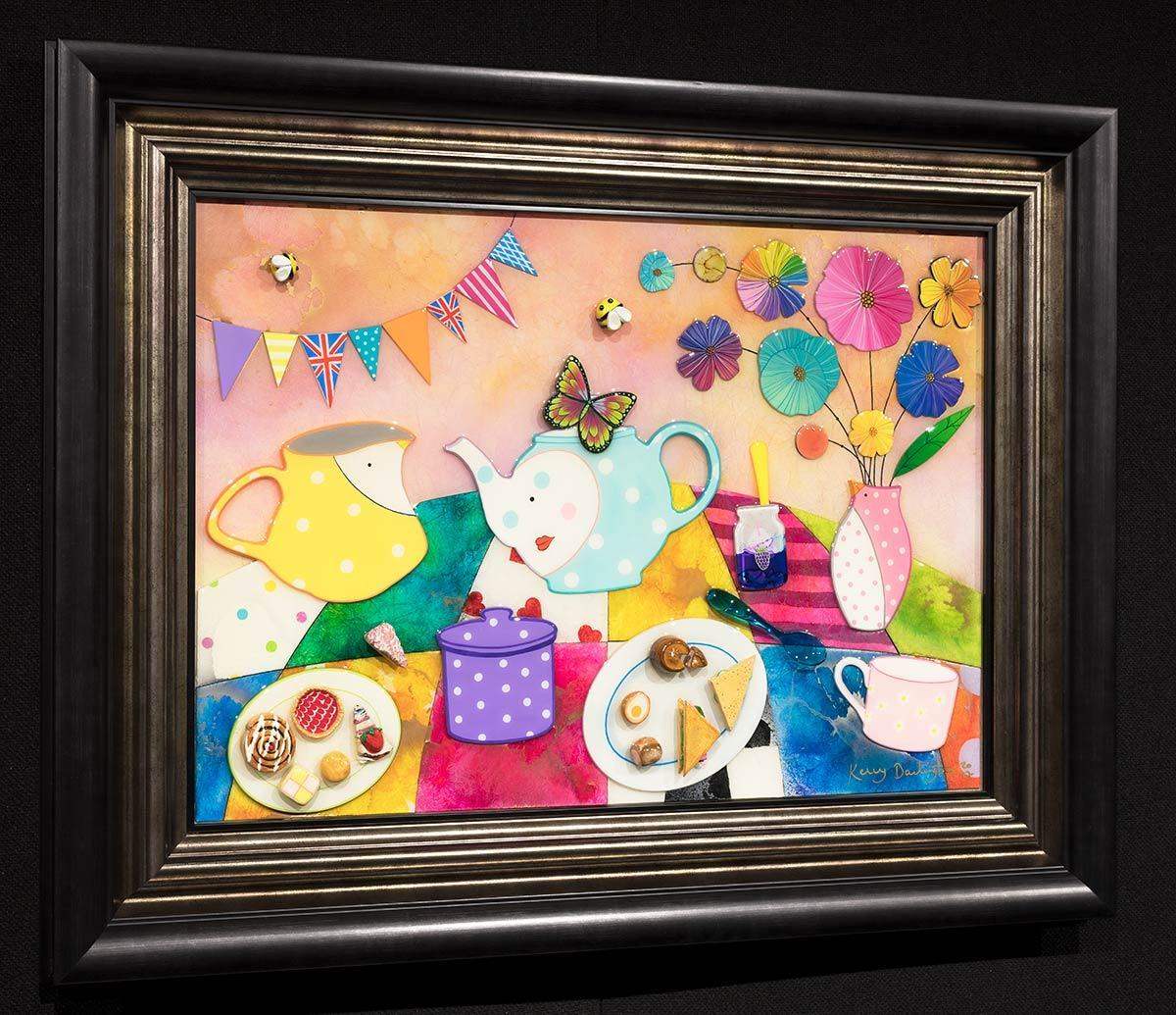 Afternoon Tea at the Jolly Hockysticks Cafe - Original - SOLD by artist Kerry Darlington - Wyecliffe Galleries