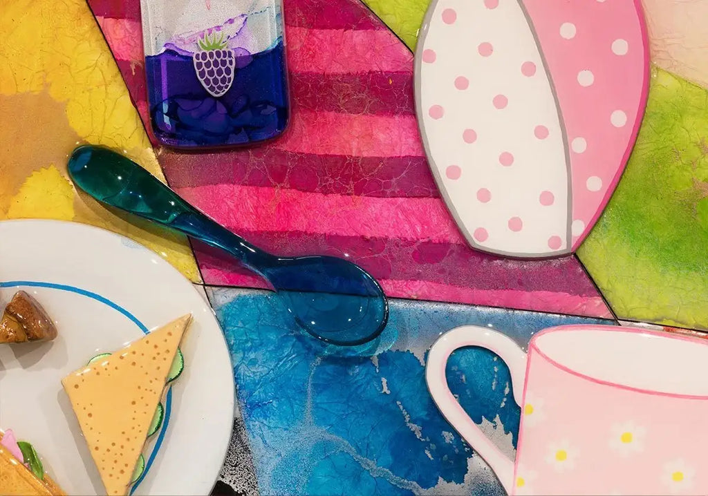 Afternoon Tea at the Jolly Hockysticks Cafe - Original - SOLD by artist Kerry Darlington - Wyecliffe Galleries