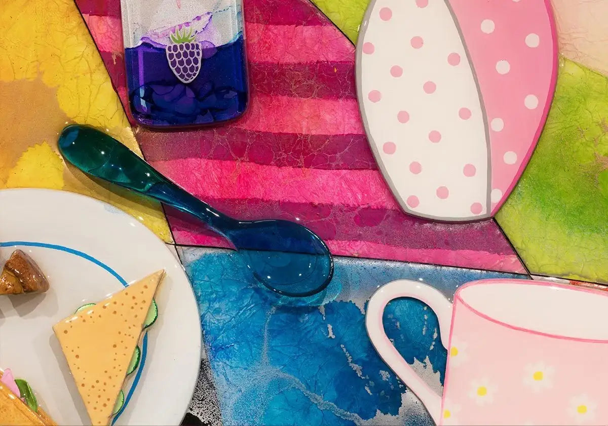 Afternoon Tea at the Jolly Hockysticks Cafe - Original - SOLD by artist Kerry Darlington - Wyecliffe Galleries