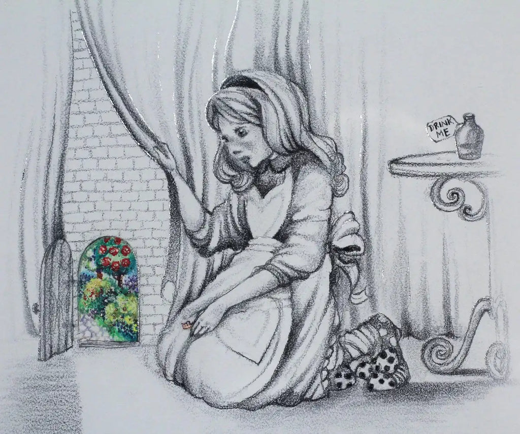 Alice and the Little Door (sketch) - SOLD OUT by artist Kerry Darlington - Wyecliffe Galleries
