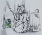 Alice and the Little Door (sketch) - SOLD OUT by artist Kerry Darlington - Wyecliffe Galleries