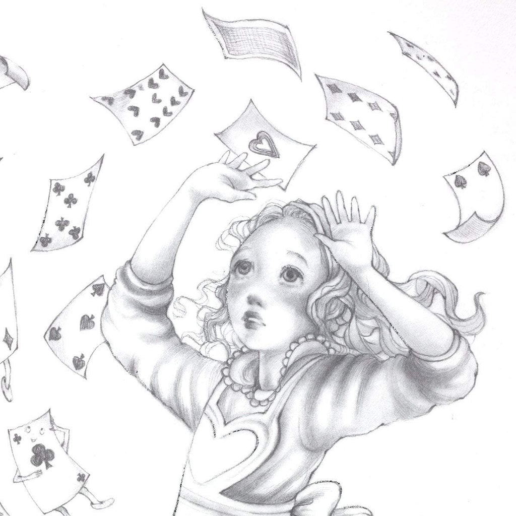 Alice Pencil Sketch Boutique Editions - non matching set of 4 - SOLD OUT by artist Kerry Darlington - Wyecliffe Galleries