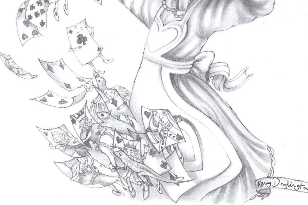 Alice Pencil Sketch Boutique Editions - non matching set of 4 - SOLD OUT by artist Kerry Darlington - Wyecliffe Galleries