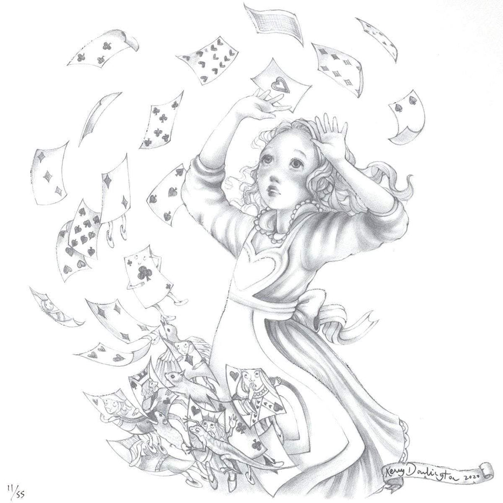 Alice Pencil Sketch Boutique Editions - non matching set of 4 - SOLD OUT by artist Kerry Darlington - Wyecliffe Galleries