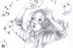 Alice Pencil Sketch Boutique Editions - non matching set of 4 - SOLD OUT by artist Kerry Darlington - Wyecliffe Galleries