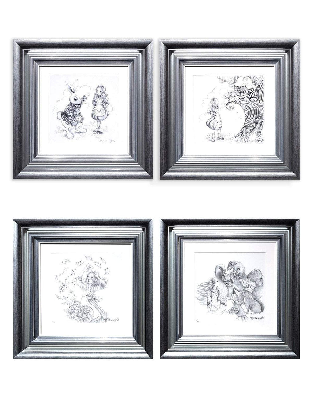 Alice Pencil Sketch Boutique Editions - non matching set of 4 - SOLD OUT by artist Kerry Darlington - Wyecliffe Galleries
