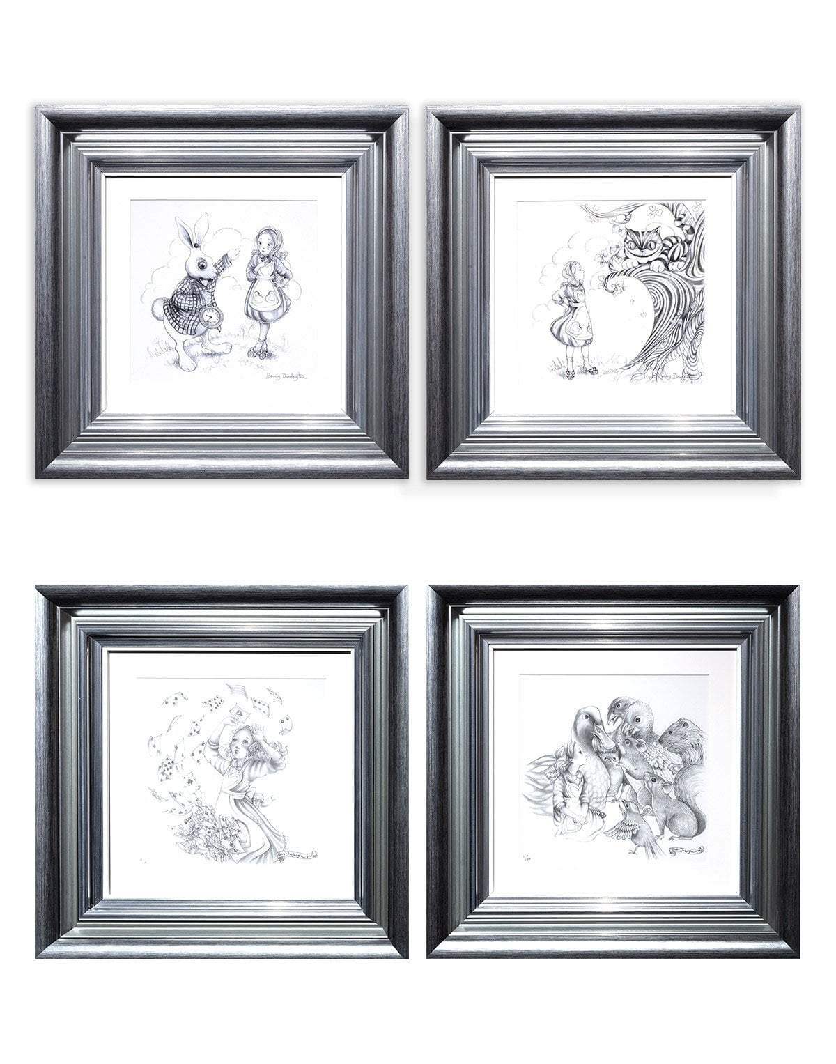 Alice Pencil Sketch Boutique Editions - non matching set of 4 - SOLD OUT by artist Kerry Darlington - Wyecliffe Galleries