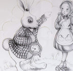Alice Pencil Sketch Boutique Editions - non matching set of 4 - SOLD OUT by artist Kerry Darlington - Wyecliffe Galleries