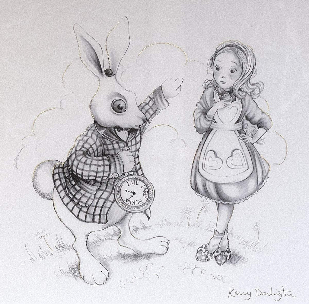 Alice Pencil Sketch Boutique Editions - non matching set of 4 - SOLD OUT by artist Kerry Darlington - Wyecliffe Galleries