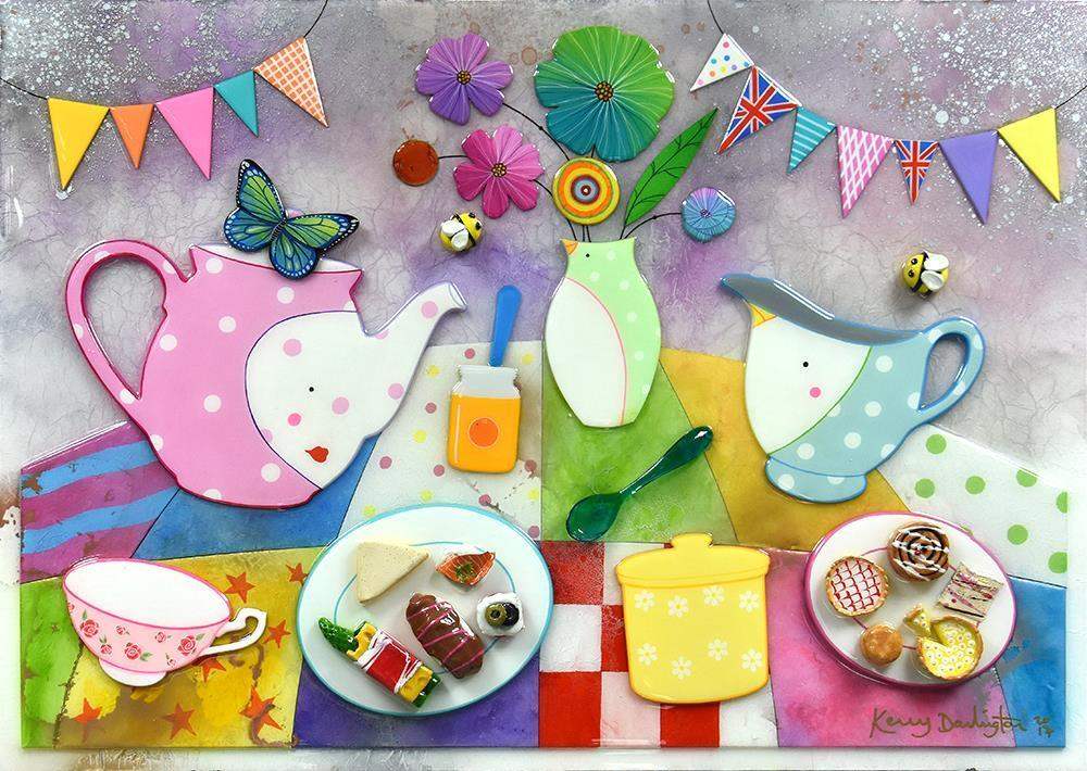 Cream Tea at Floran Fiddlestocks Tea Parlour - SOLD by artist Kerry Darlington - Wyecliffe Galleries