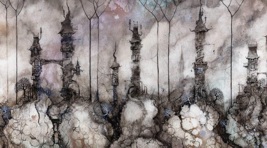 Datura Row - Original - SOLD by artist Kerry Darlington - Wyecliffe Galleries