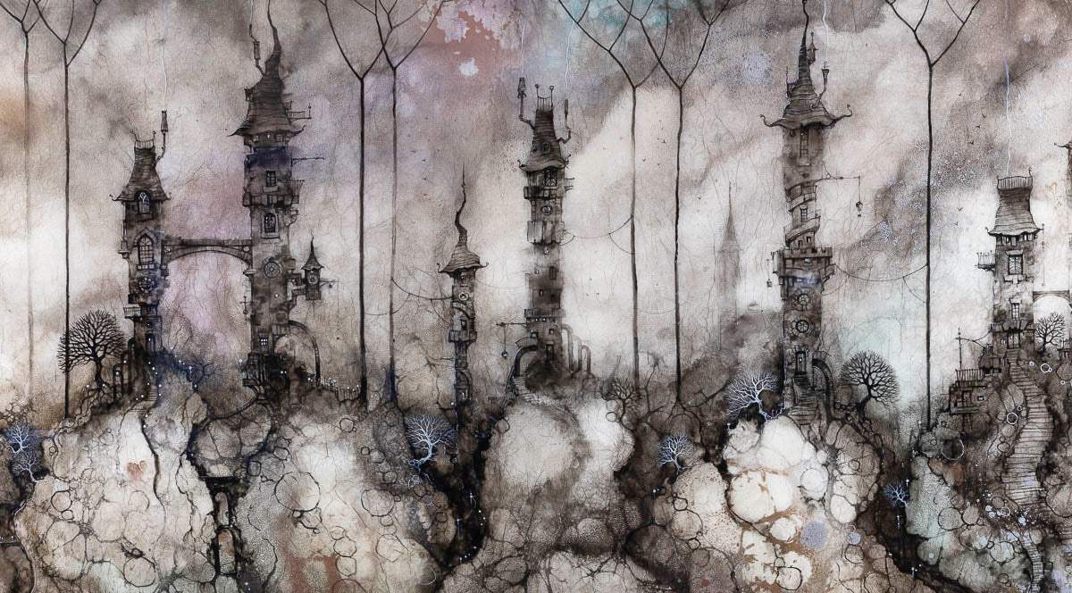 Datura Row - Original - SOLD by artist Kerry Darlington - Wyecliffe Galleries