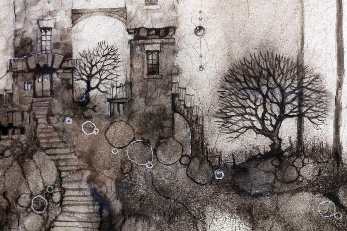 Datura Row - Original - SOLD by artist Kerry Darlington - Wyecliffe Galleries