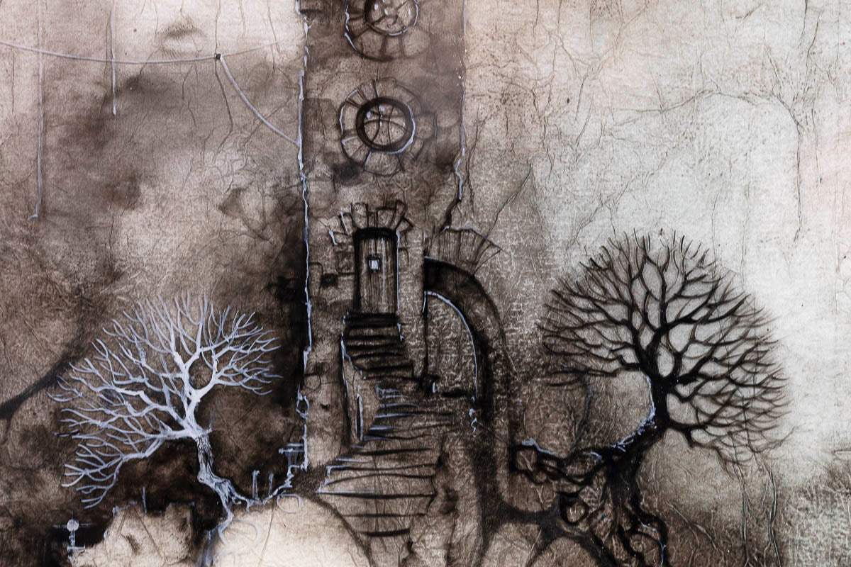 Datura Row - Original - SOLD by artist Kerry Darlington - Wyecliffe Galleries