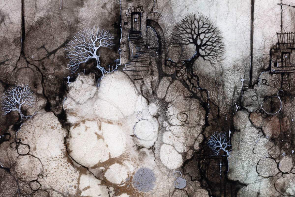 Datura Row - Original - SOLD by artist Kerry Darlington - Wyecliffe Galleries