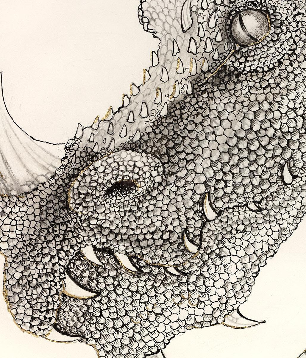 Dragon of Hidden Treasures - Sketch Kerry Darlington Framed