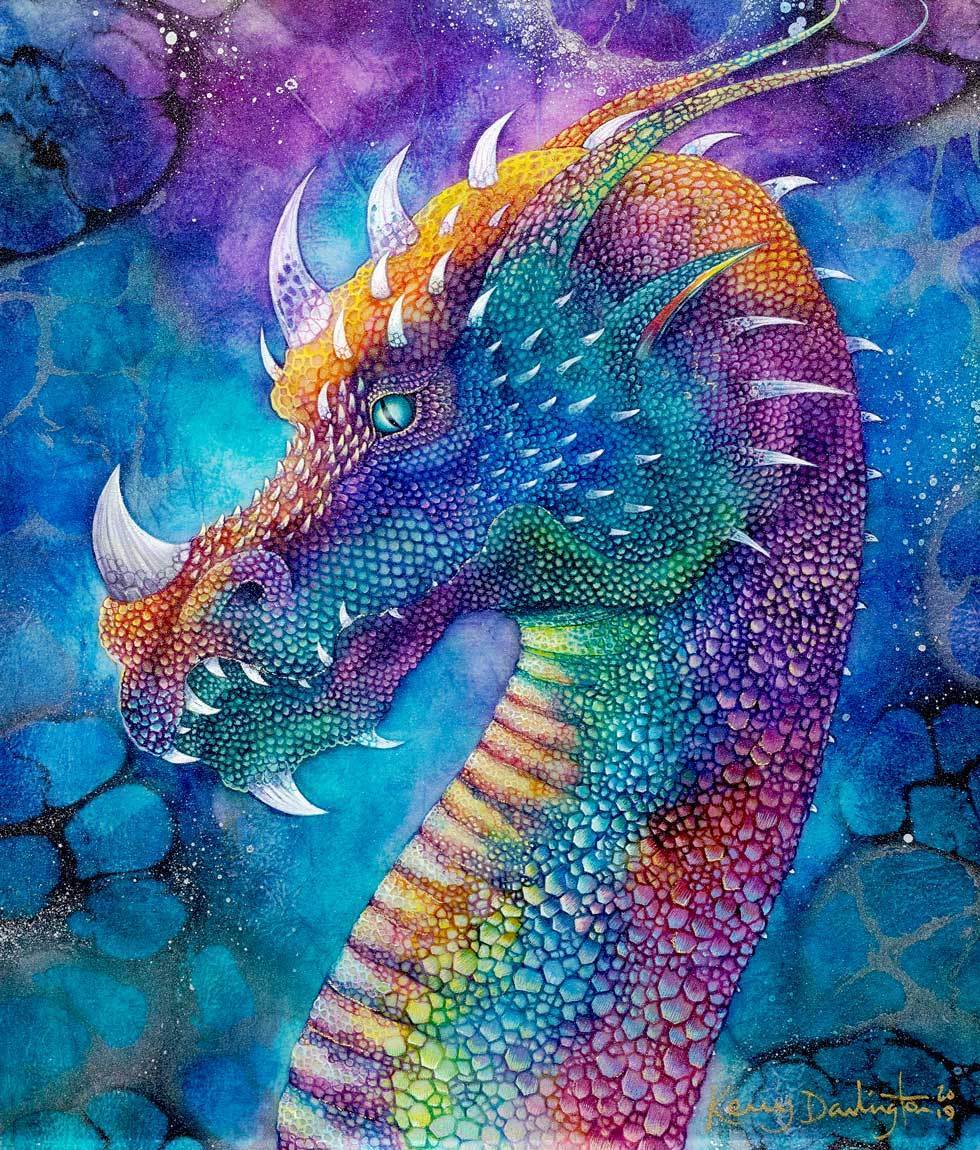 Dragon of Hidden Treasures - Original - SOLD Kerry Darlington Framed