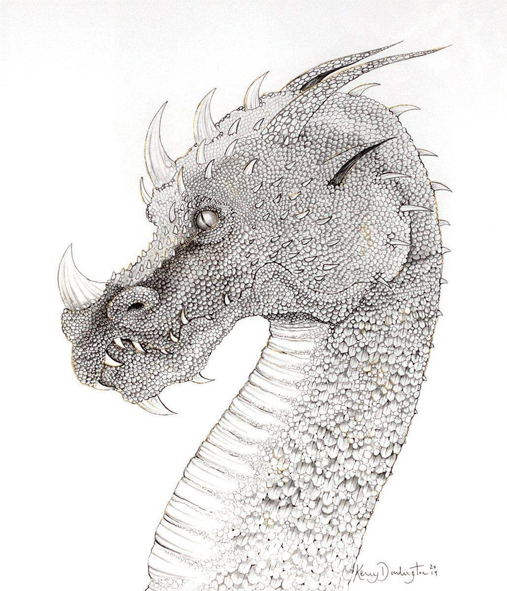 Dragon of Hidden Treasures - Original Sketch - SOLD by artist Kerry Darlington - Wyecliffe Galleries