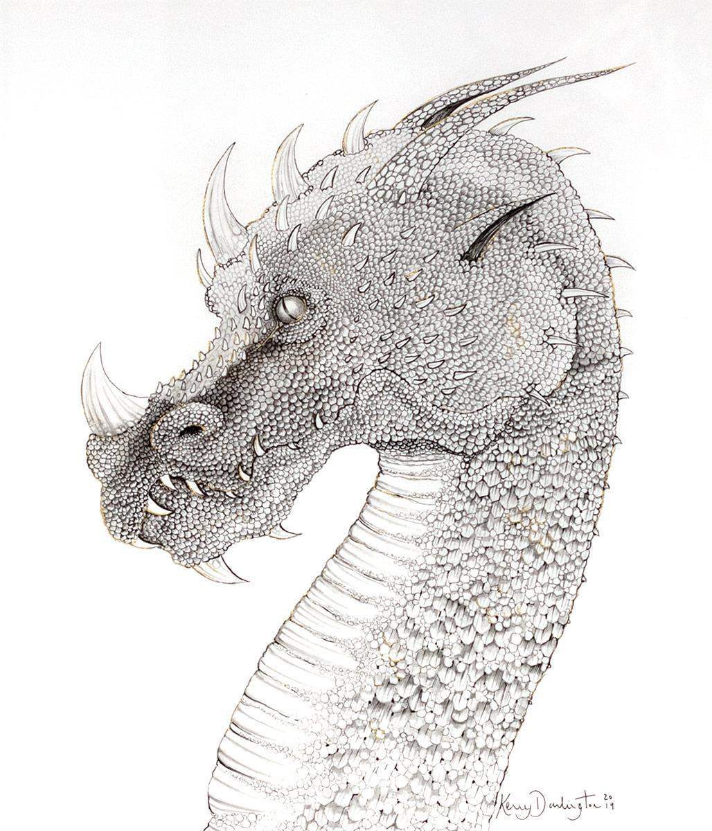 Dragon of Hidden Treasures - Original Sketch - SOLD by artist Kerry Darlington - Wyecliffe Galleries