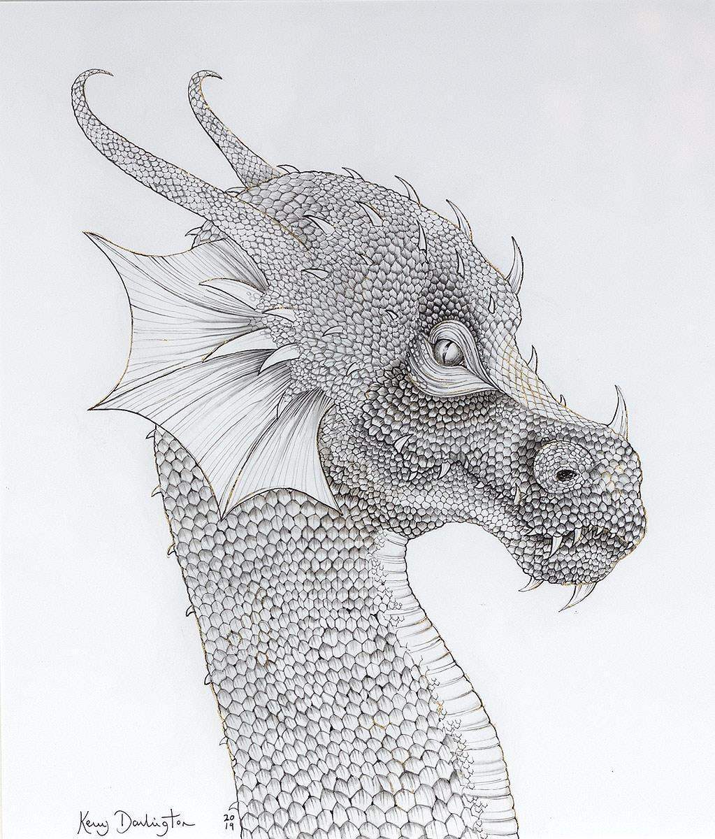 Dragon of the Underworld - Original Sketch - SOLD by artist Kerry Darlington - Wyecliffe Galleries