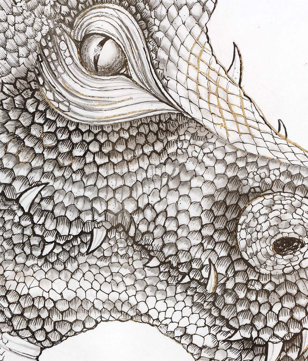 Dragon of the Underworld - Original Sketch - SOLD by artist Kerry Darlington - Wyecliffe Galleries