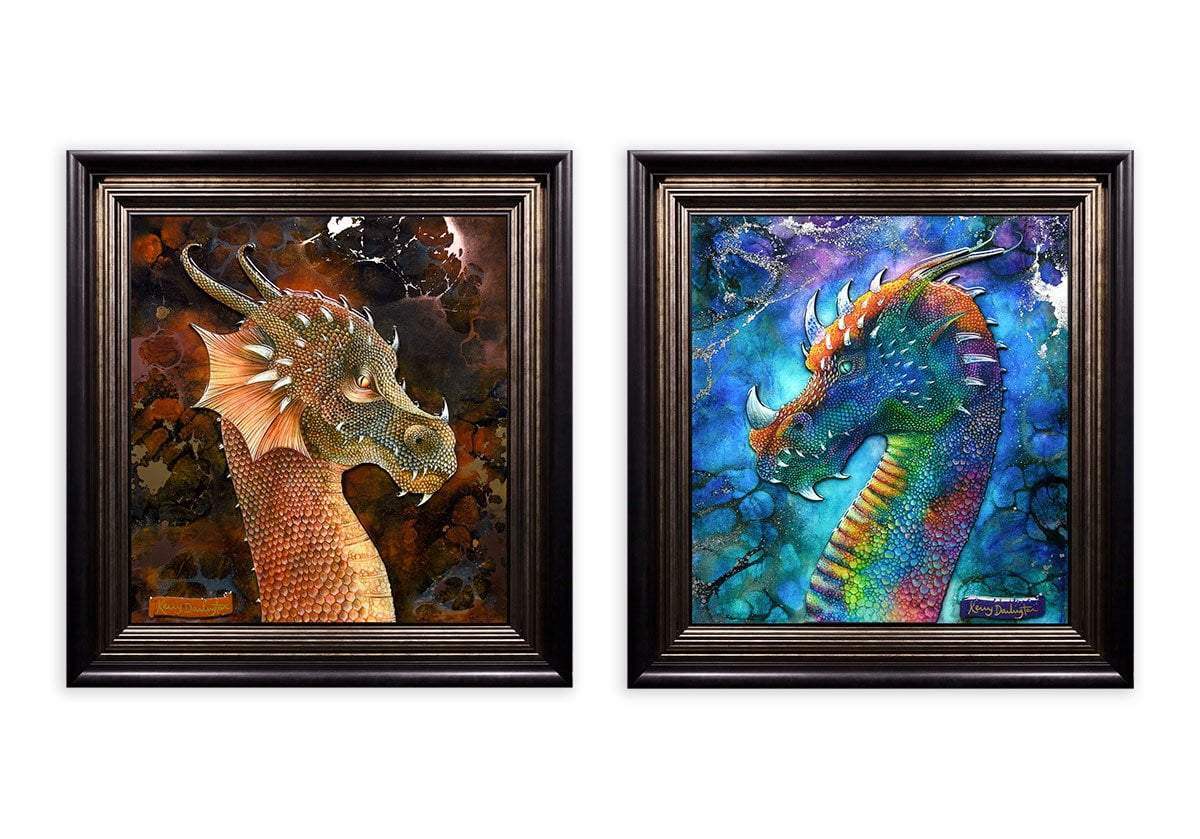 Dragon Of Hidden Treasures & Dragon Of The Underworld - Edition - Matching SET by artist Kerry Darlington - Wyecliffe Galleries