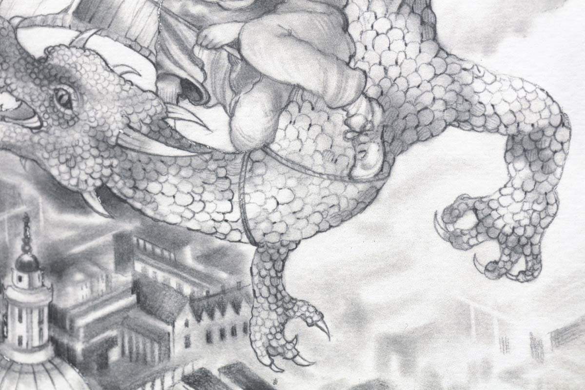 Flight Over St Pauls - Sketch Edition by artist Kerry Darlington - Wyecliffe Galleries