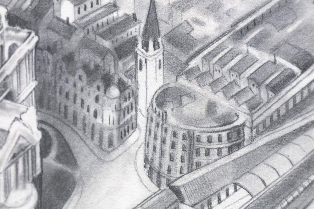 Flight Over St Pauls - Sketch Edition by artist Kerry Darlington - Wyecliffe Galleries