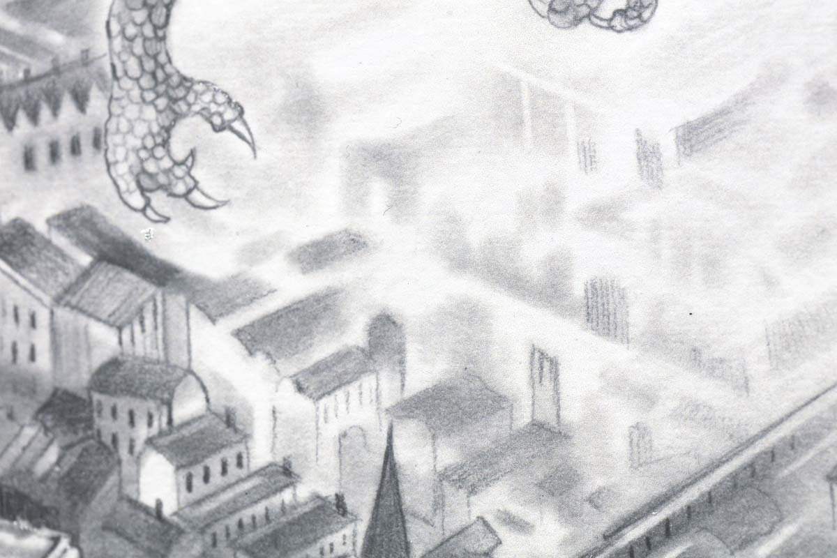 Flight Over St Pauls - Sketch Edition by artist Kerry Darlington - Wyecliffe Galleries