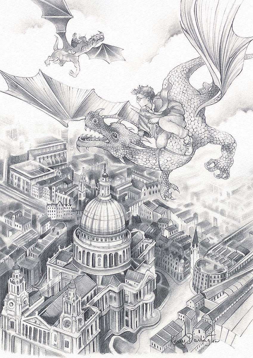 Flight Over St Pauls - Sketch Edition by artist Kerry Darlington - Wyecliffe Galleries