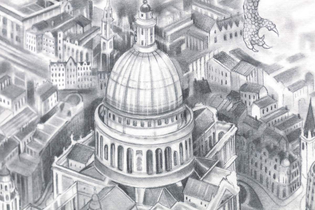 Flight Over St Pauls - Sketch Edition by artist Kerry Darlington - Wyecliffe Galleries