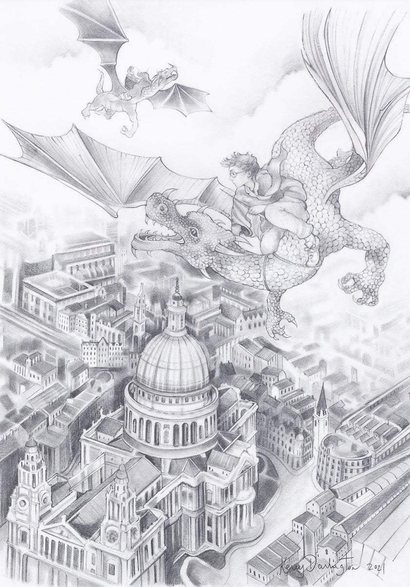 Flight Over St. Pauls - Original - SOLD by artist Kerry Darlington - Wyecliffe Galleries