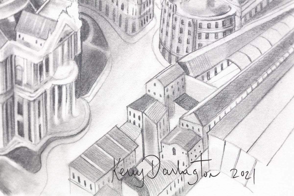 Flight Over St. Pauls - Original - SOLD by artist Kerry Darlington - Wyecliffe Galleries