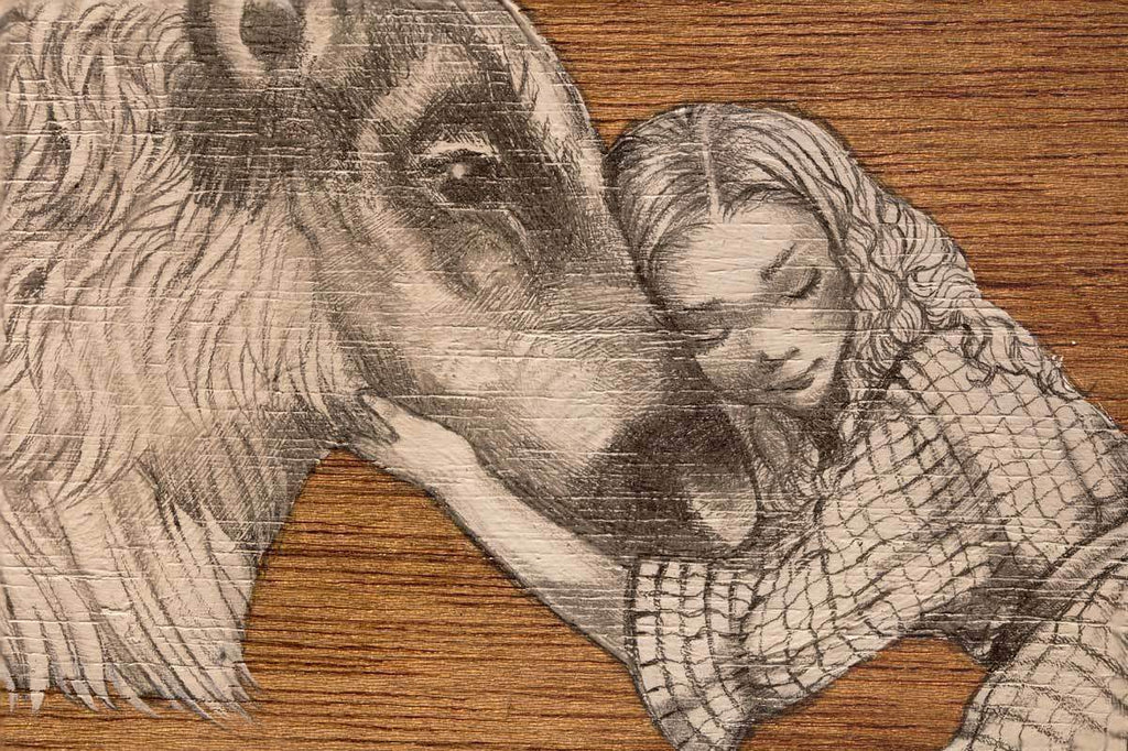 Gerda and the Reindeer - Original - SOLD by artist Kerry Darlington - Wyecliffe Galleries