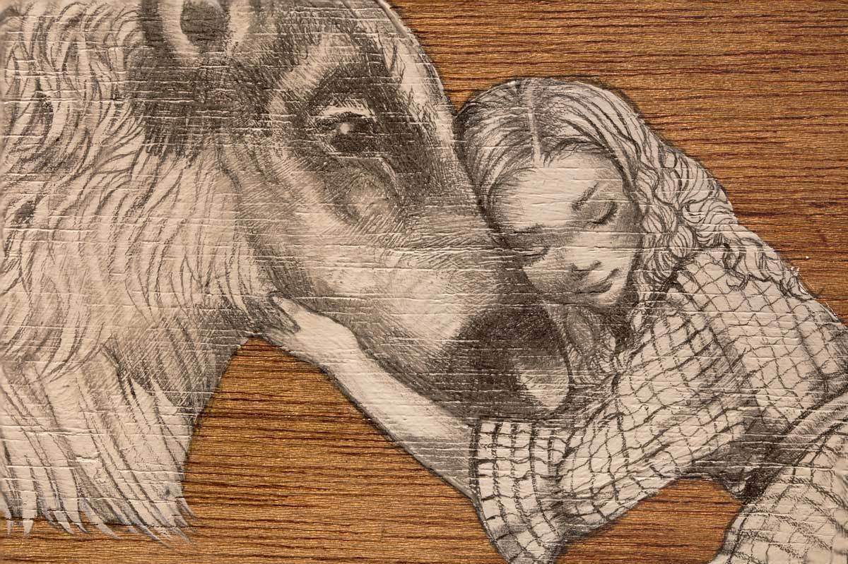 Gerda and the Reindeer - Original - SOLD by artist Kerry Darlington - Wyecliffe Galleries