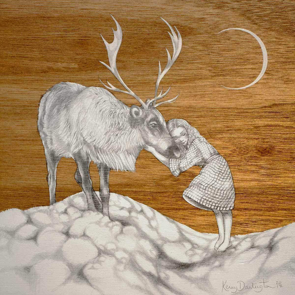 Gerda and the Reindeer - Original - SOLD by artist Kerry Darlington - Wyecliffe Galleries