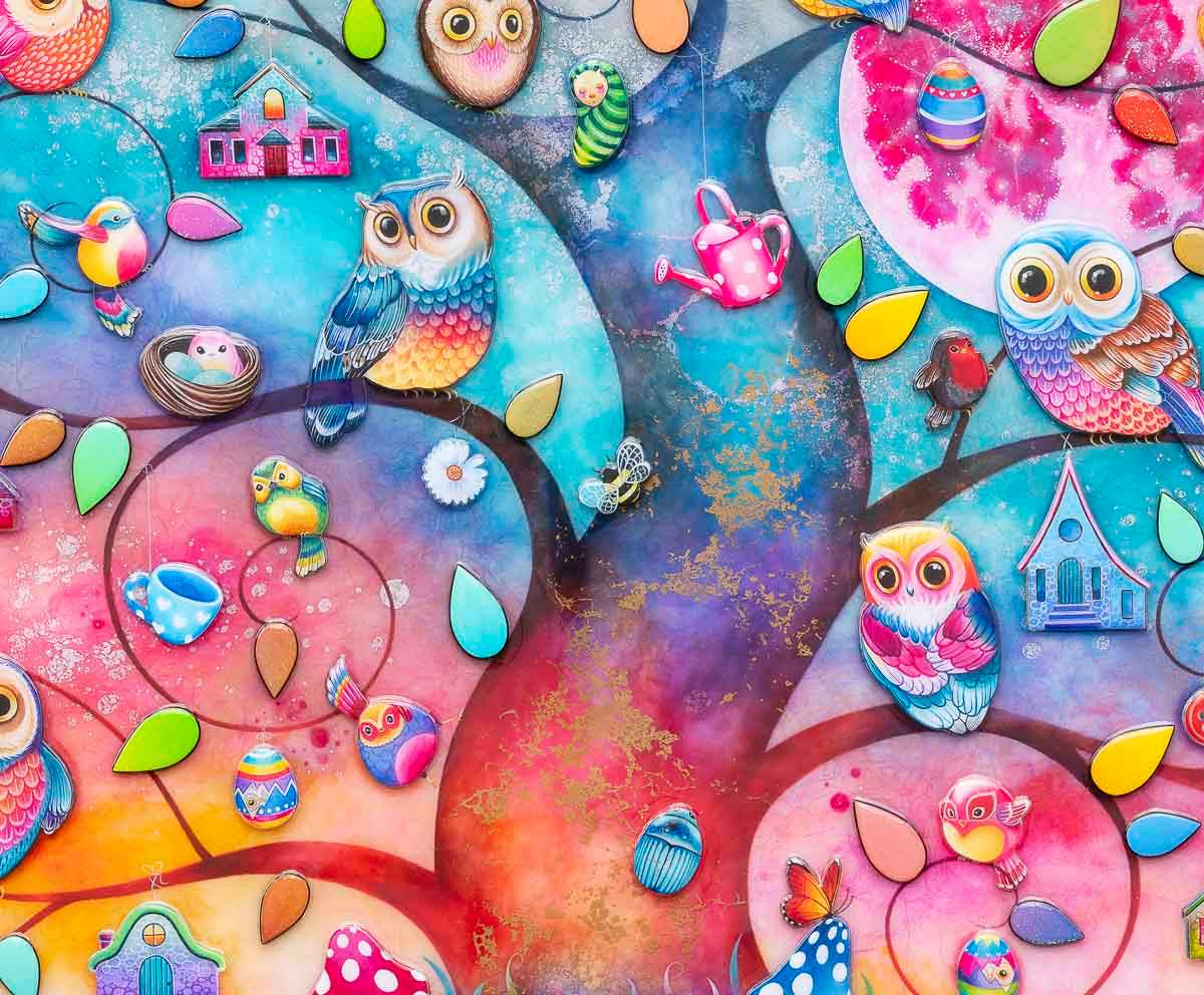 Hoots and Chirps - Edition by artist Kerry Darlington - Wyecliffe Galleries