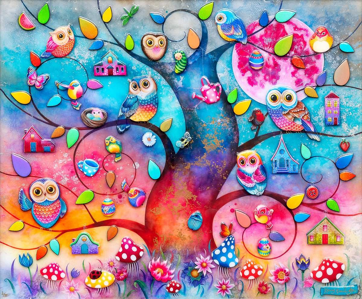 Hoots and Chirps - Edition by artist Kerry Darlington - Wyecliffe Galleries