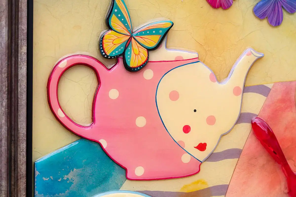 Invitation To Join Us At The Seraphine Slumber Pots High Tea - Original SOLD by artist Kerry Darlington - Wyecliffe Galleries