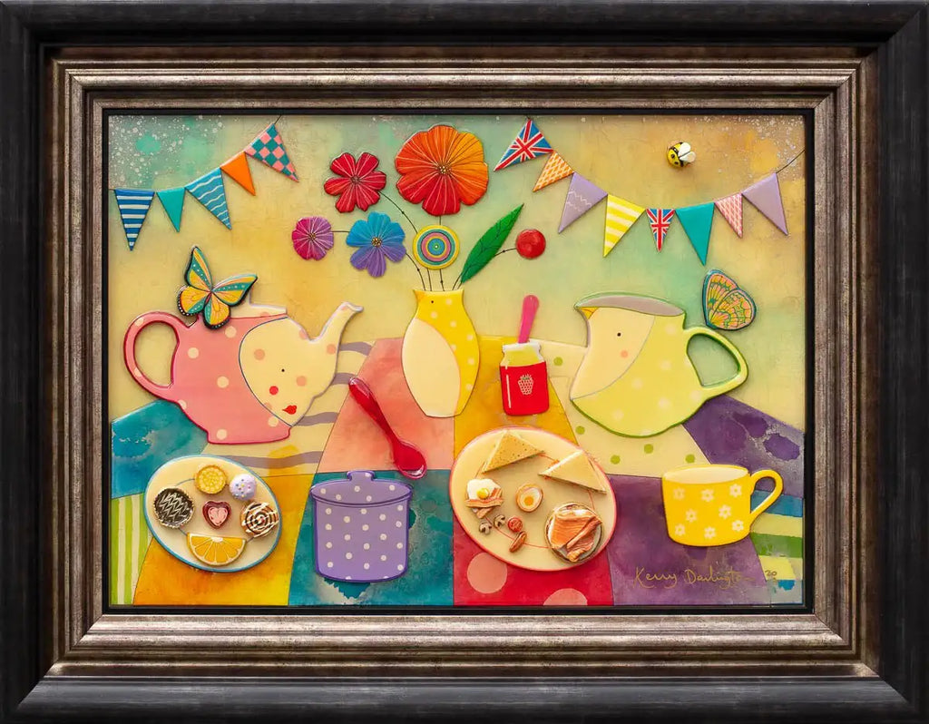 Invitation To Join Us At The Seraphine Slumber Pots High Tea - Original SOLD by artist Kerry Darlington - Wyecliffe Galleries