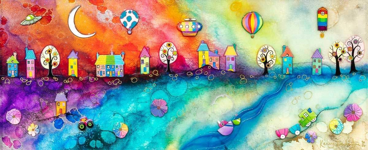 Lollipop Lane - Original - SOLD by artist Kerry Darlington - Wyecliffe Galleries