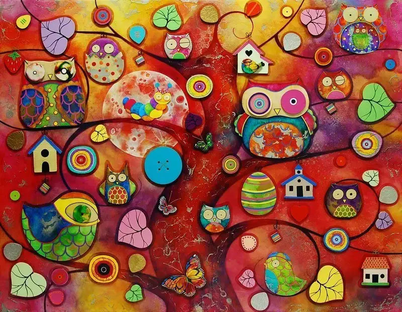 Night Owls, Early Birds - SOLD by artist Kerry Darlington - Wyecliffe Galleries