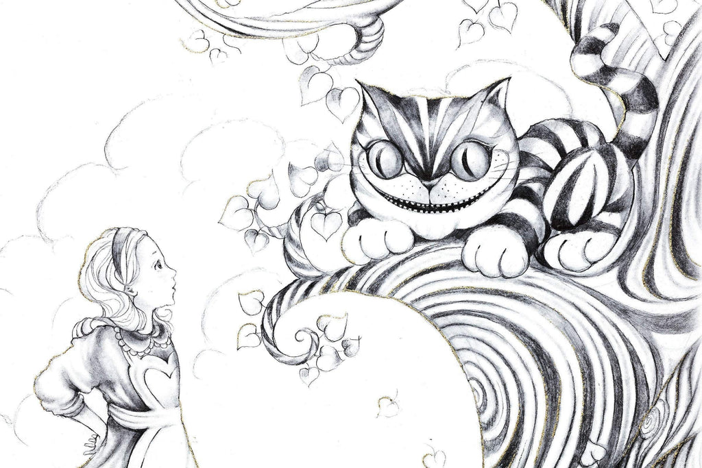 Oh My Fur and Whiskers & We're All Mad Here - Matching Sketch Boutique Edition SET - SOLD OUT by artist Kerry Darlington - Wyecliffe Galleries