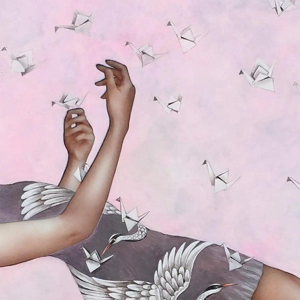 One Thousand Paper Cranes - Original - SOLD by artist Kerry Darlington - Wyecliffe Galleries