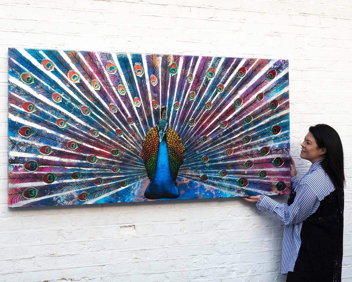 Peacock Dance - Deluxe Edition - SOLD by artist Kerry Darlington - Wyecliffe Galleries
