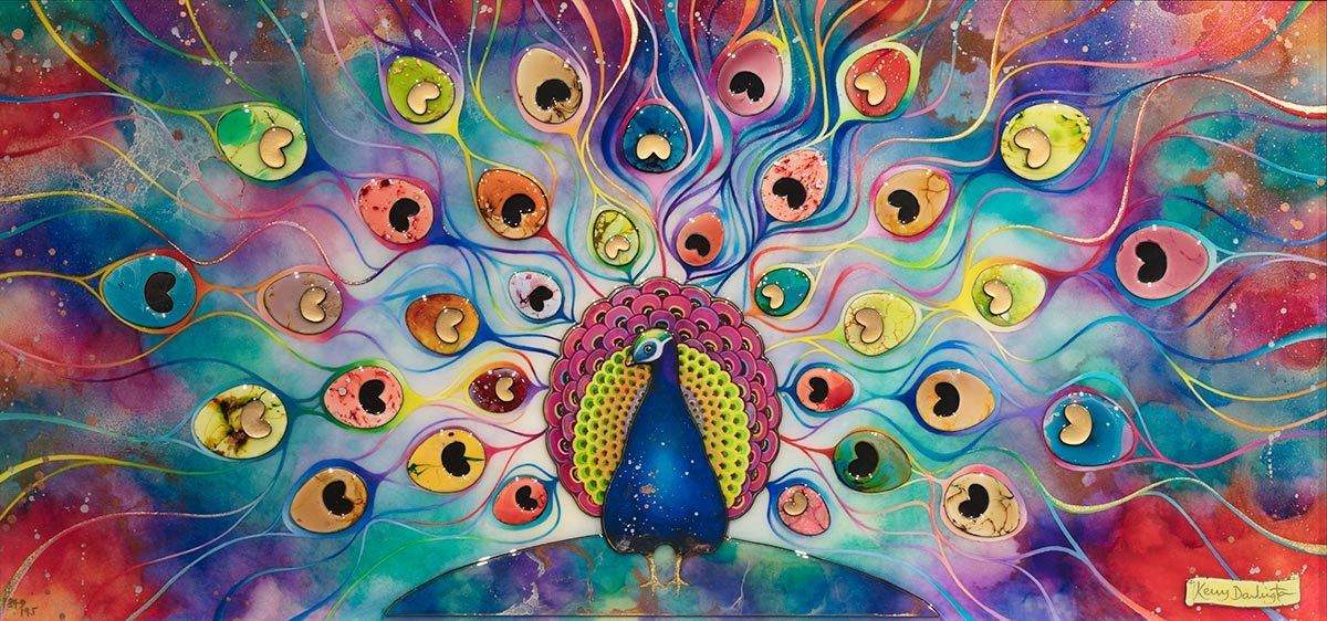 Peacock Splendour - Edition - SOLD OUT by artist Kerry Darlington - Wyecliffe Galleries
